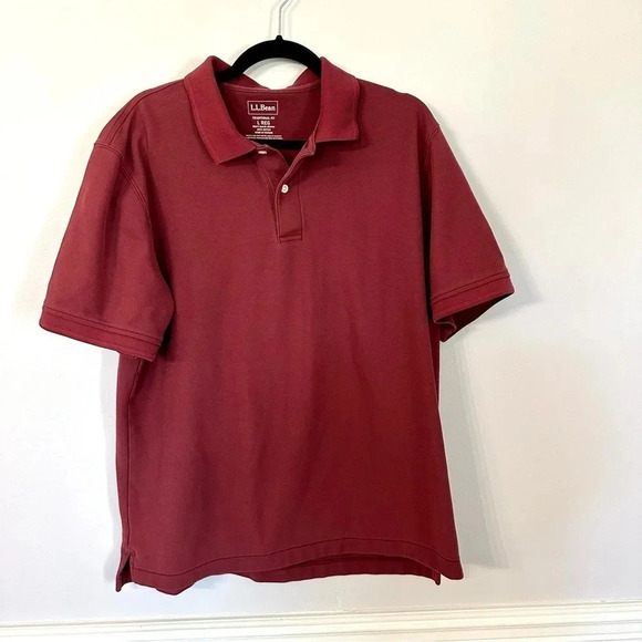 L.L. Bean Men's Traditional Fit Short Sleeve Maroon Polo Shirt Size L Reg GUC - Picture 2 of 5